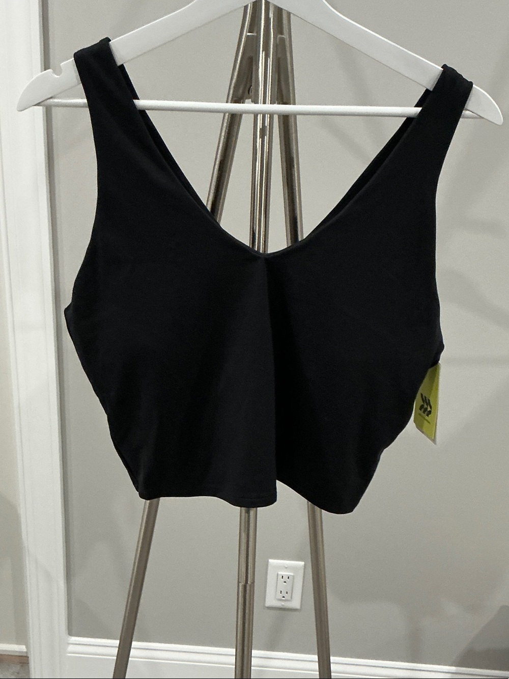 Black V-Neck Crop Sports Bra